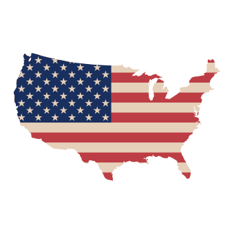 Carte des États-Unis avec le drapeau américain