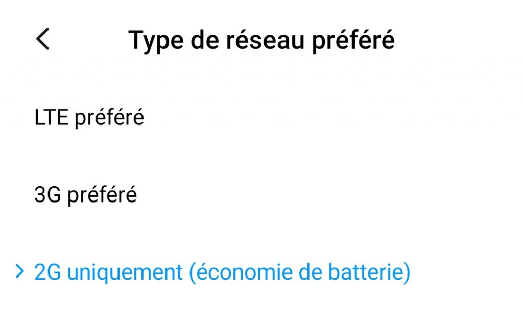 Type de réseau préféré