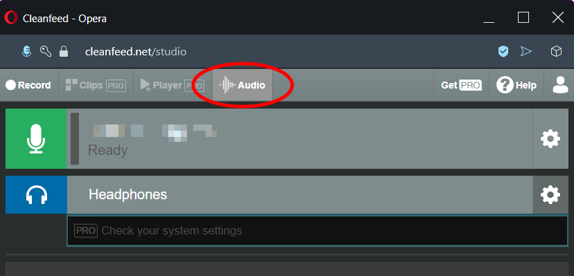 Bouton pour ajuster la qualité audio