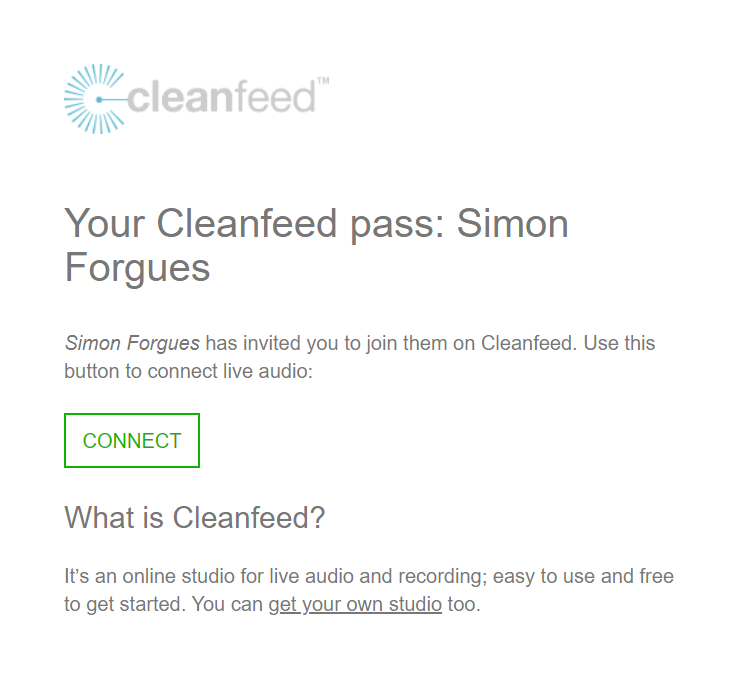Courriel d'invitation Cleanfeed