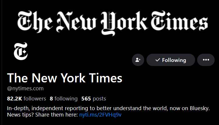 La page Bluesky du quotidien The New York Times