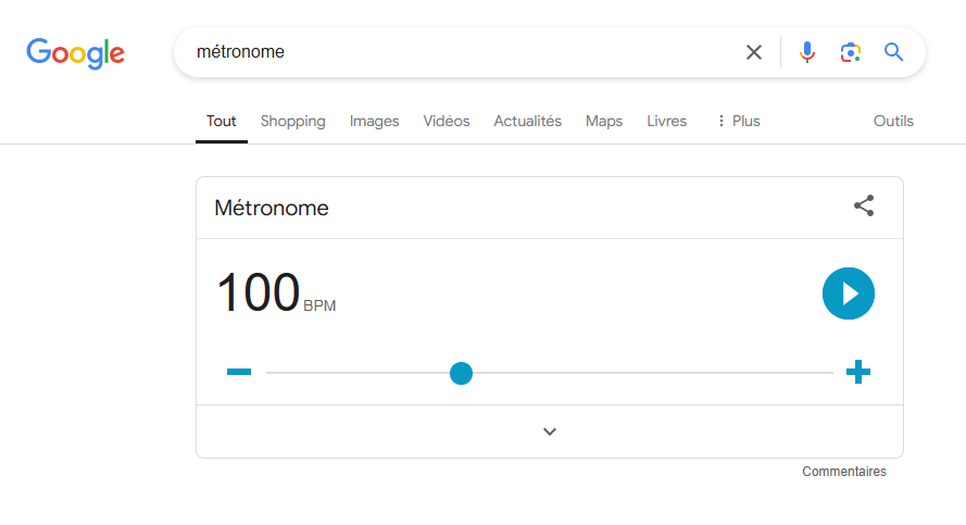 Un métronome dans Google